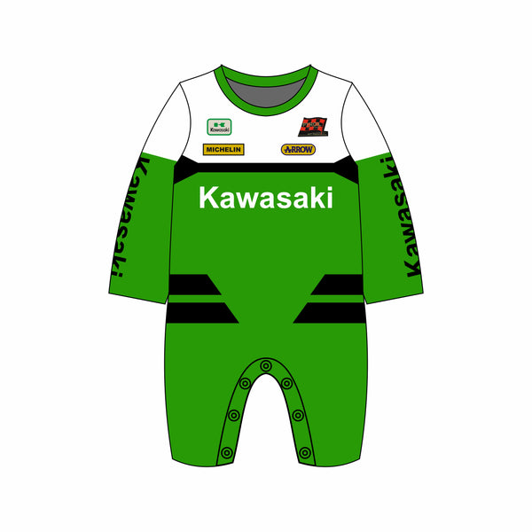 Kawasaki Green Full-Body Baby Suit – Sublimated Design