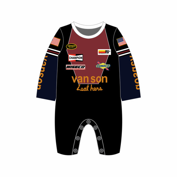 Vanson Black Full-Body Baby Suit – Sublimated Design